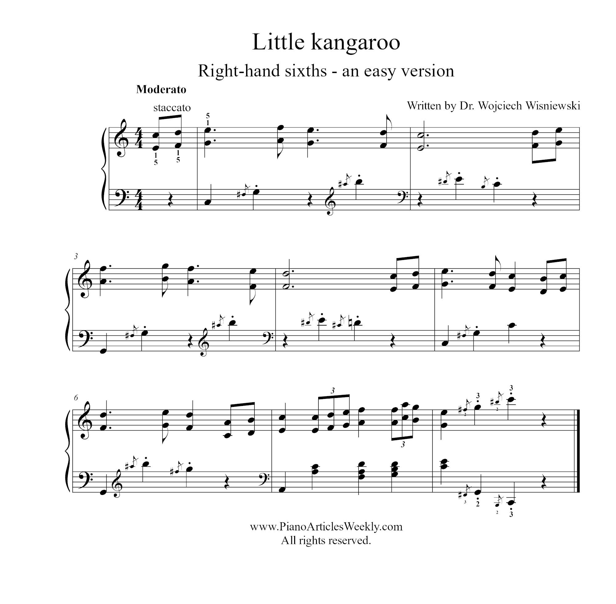 Little kangaroo - right hand sixths easy small hands octaves exercises